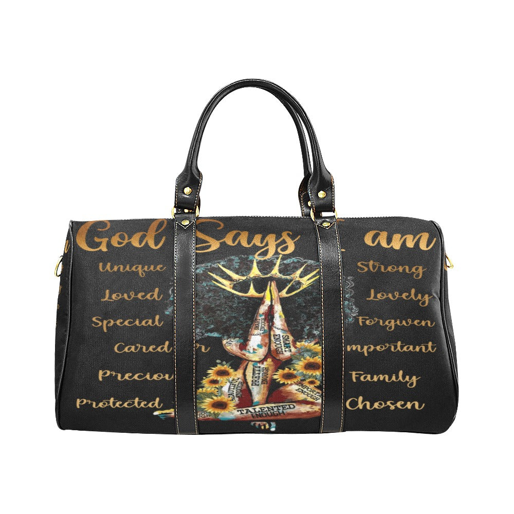 God Says I am (black) Travel Bag